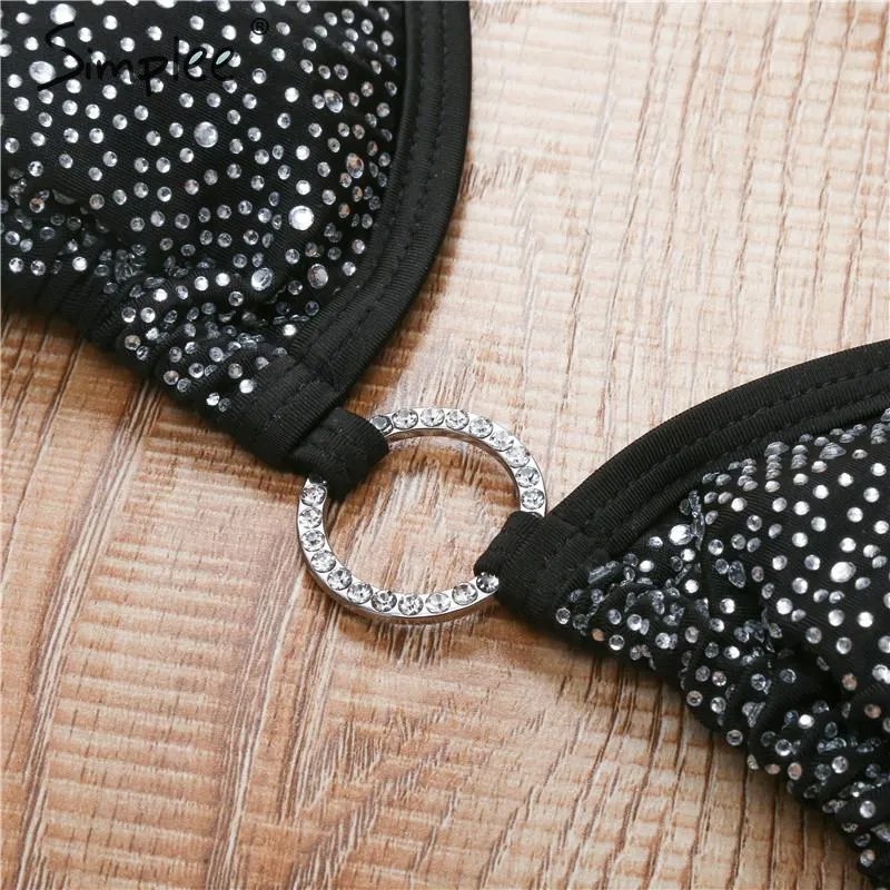 diamond bikini set High cut swimwear
