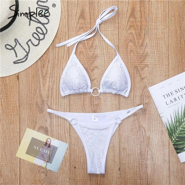 diamond bikini set High cut swimwear
