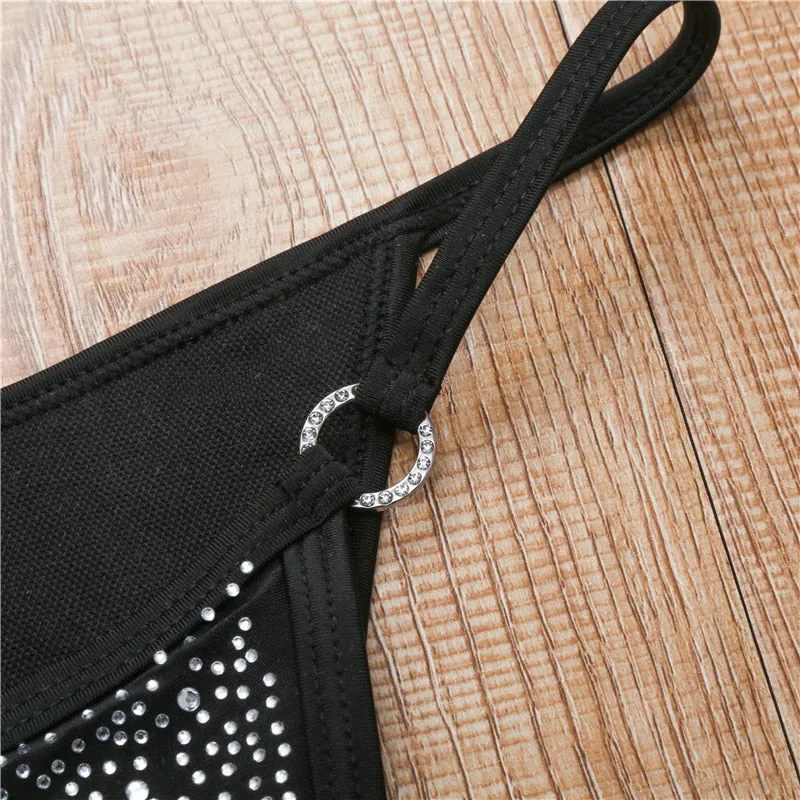 diamond bikini set High cut swimwear