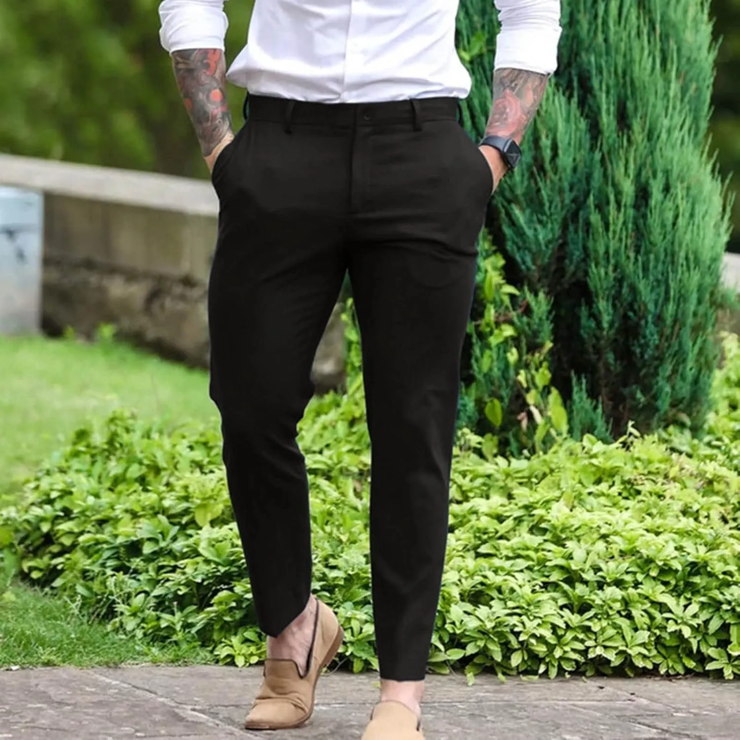Dress Pants for Men Slim Fit Tapered Suit Trousers Casual Skinny Stretch Business Work Clothes Golf Pants