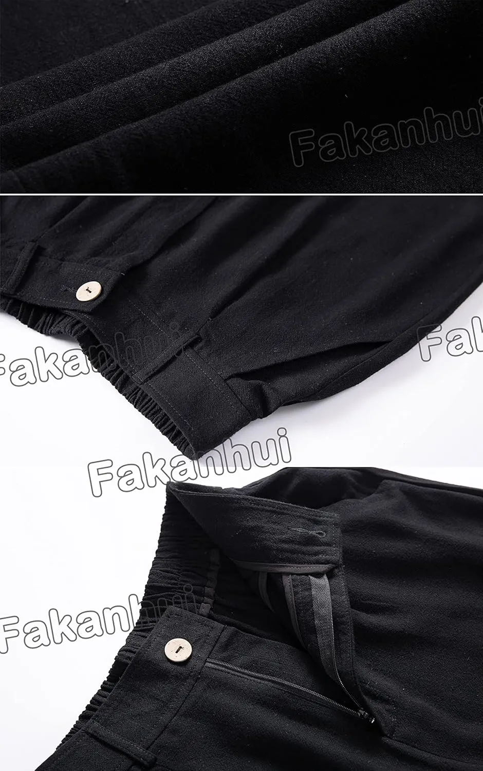 Fakanhui Women's Cotton Linen Wide Leg Pants High Elastic Waist Casual Business Work Trousers