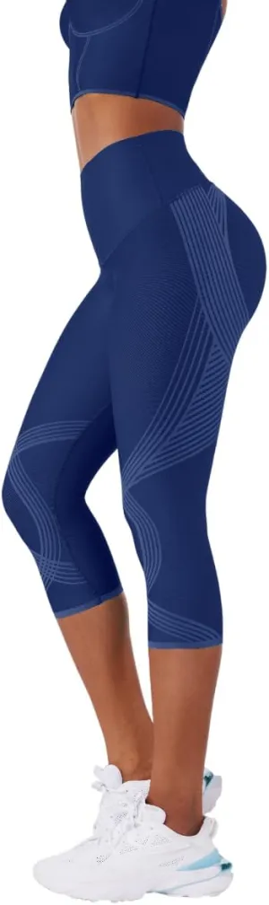 Fanka Body Sculpt Capri Leggings Reversible Wear Compression Leggings for Women Tummy Control Yoga Pants Workout