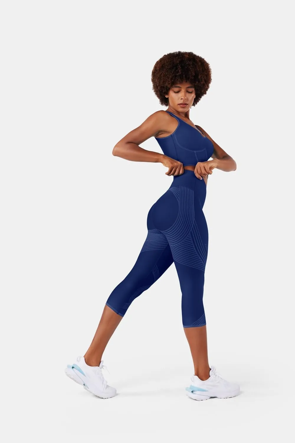 Fanka Body Sculpt Capri Leggings Reversible Wear Compression Leggings for Women Tummy Control Yoga Pants Workout