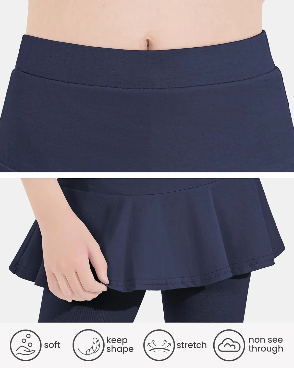 Girls Leggings with Skirt Uniform Skirts for Girls Knee-Length Ruffle Skirt Pants for Kid 4-11 Years