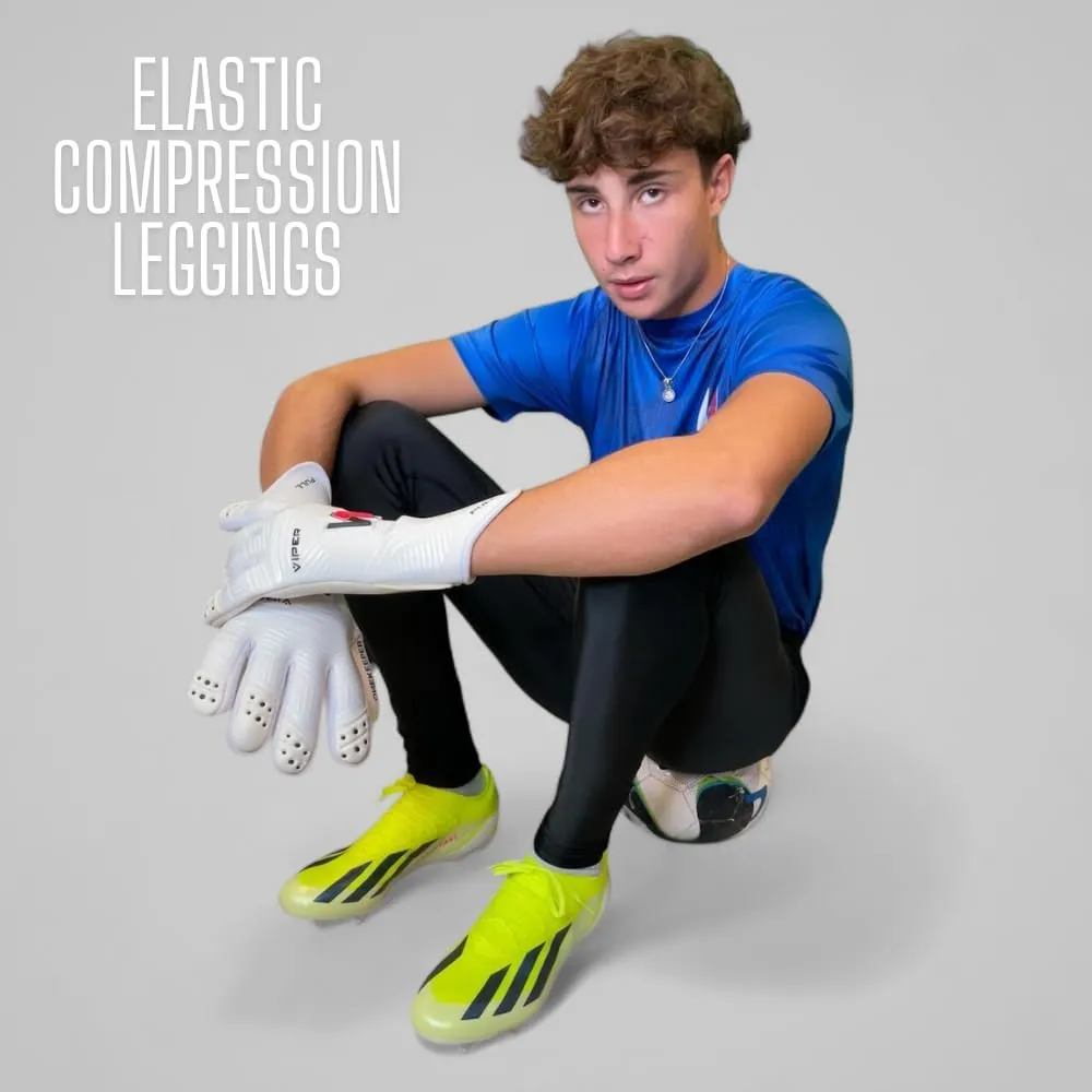 Goalkeeper | Goalie Compression Leggings | Black | All Seasons | Elastic with Drawstring | High Waist