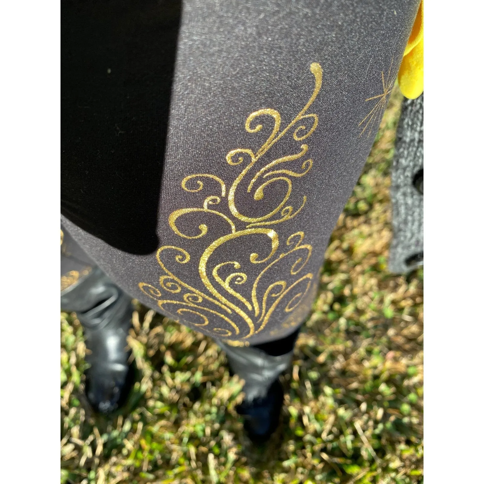 Golden Christmas Glitter Tree Leggings Holiday Trees with and Pockets