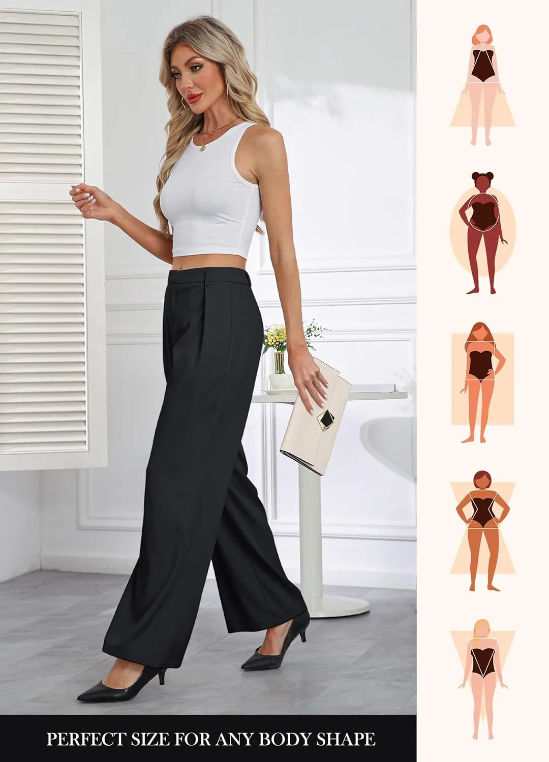 Gracyoga Women's Wide Leg Dress Pants High Waisted Casual Work Trousers 2025 Business Outfits with Pockets