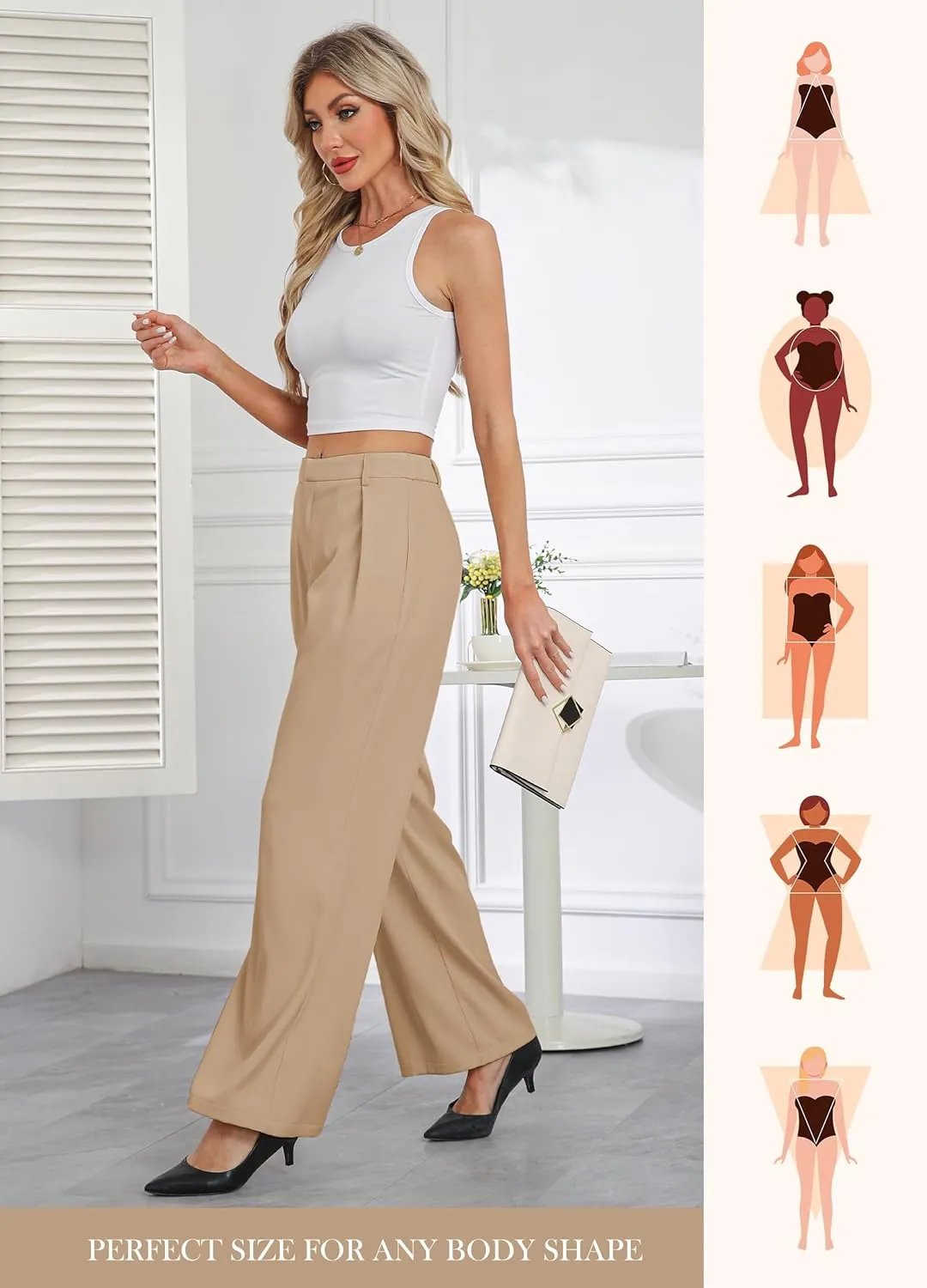Gracyoga Women's Wide Leg Dress Pants High Waisted Casual Work Trousers 2025 Business Outfits with Pockets