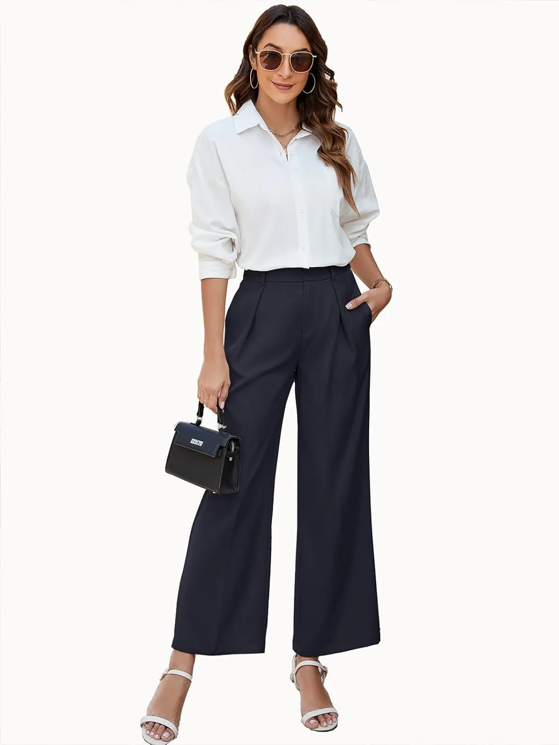 Gracyoga Women's Wide Leg Dress Pants High Waisted Casual Work Trousers 2025 Business Outfits with Pockets