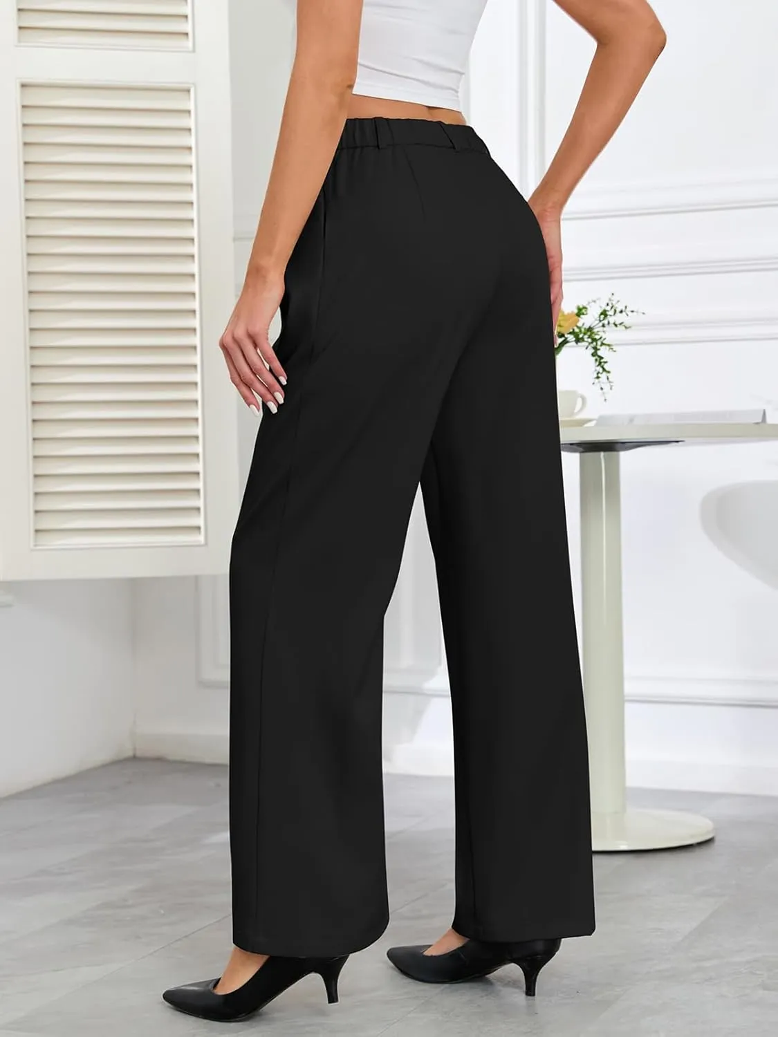 Gracyoga Women's Wide Leg Dress Pants High Waisted Casual Work Trousers 2025 Business Outfits with Pockets