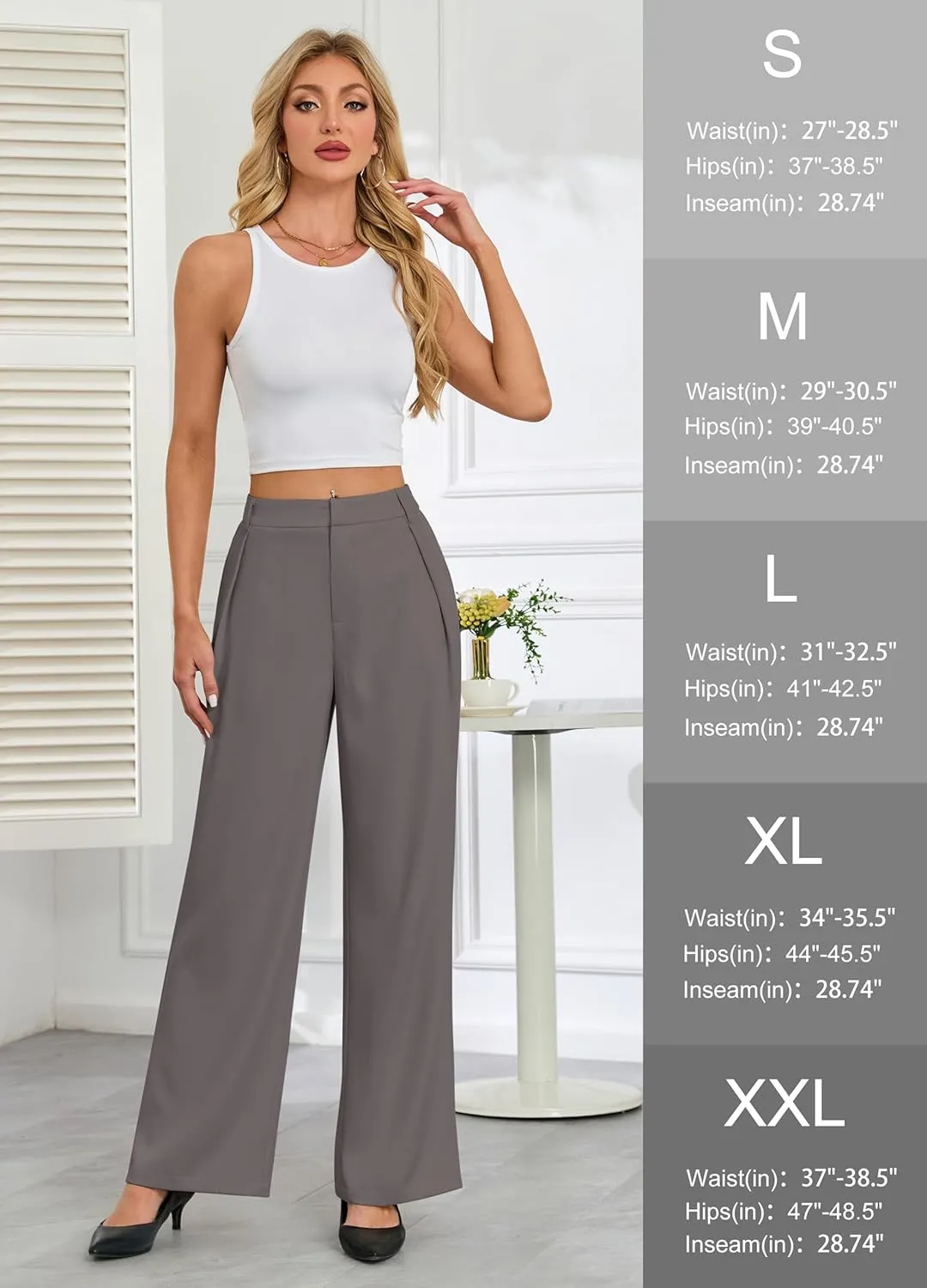 Gracyoga Women's Wide Leg Dress Pants High Waisted Casual Work Trousers 2025 Business Outfits with Pockets