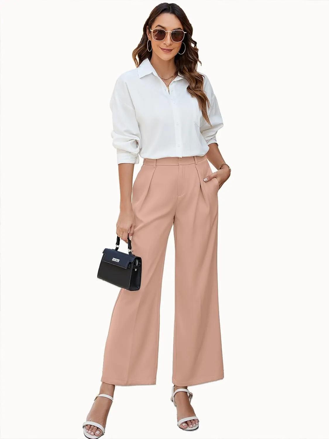 Gracyoga Women's Wide Leg Dress Pants High Waisted Casual Work Trousers 2025 Business Outfits with Pockets