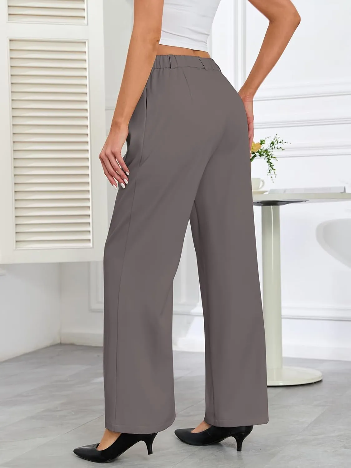 Gracyoga Women's Wide Leg Dress Pants High Waisted Casual Work Trousers 2025 Business Outfits with Pockets