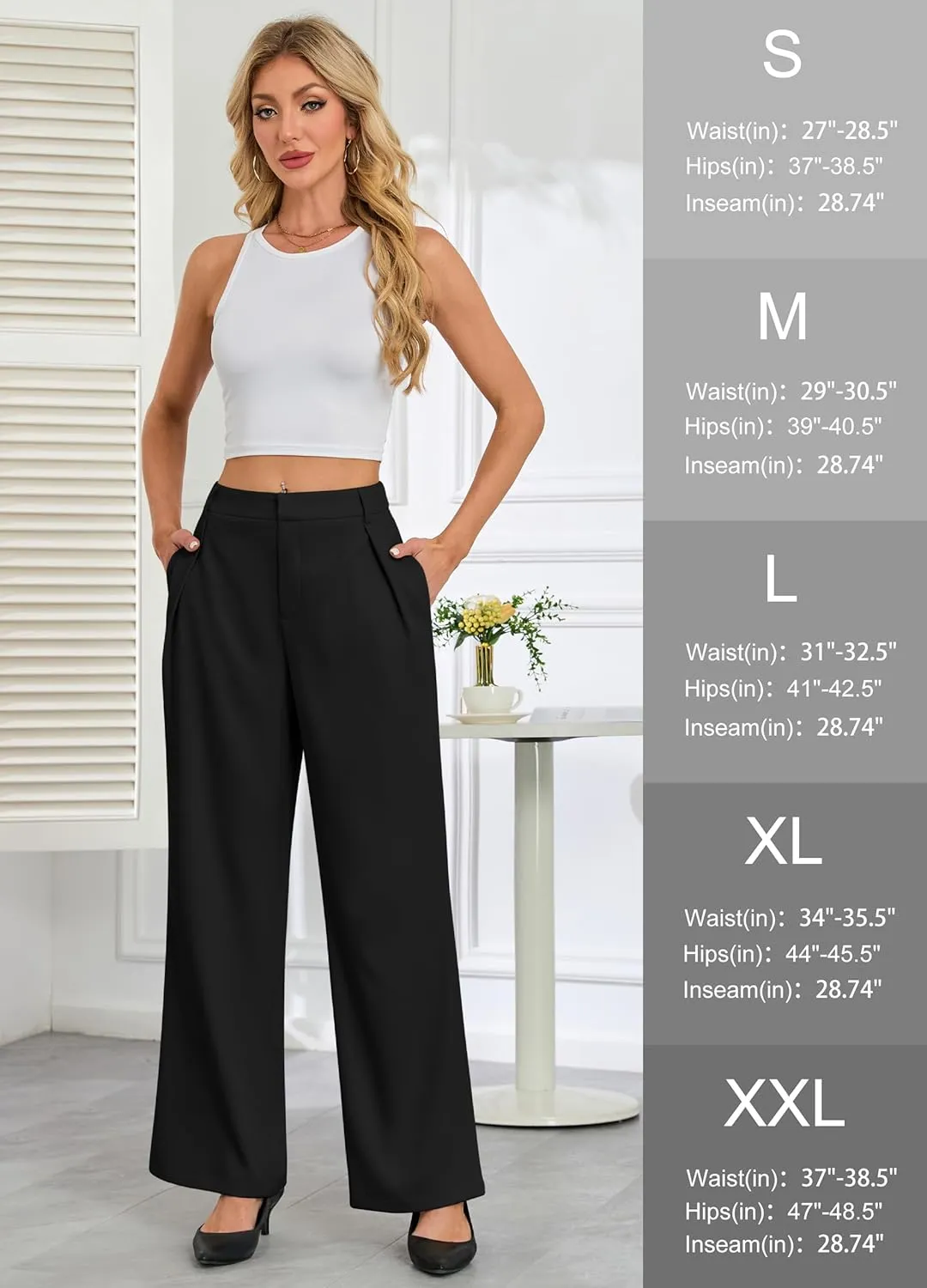 Gracyoga Women's Wide Leg Dress Pants High Waisted Casual Work Trousers 2025 Business Outfits with Pockets