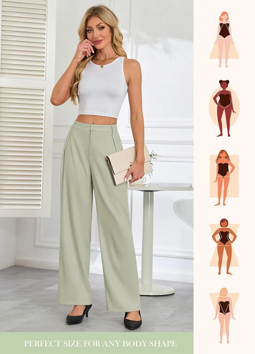 Gracyoga Women's Wide Leg Dress Pants High Waisted Casual Work Trousers 2025 Business Outfits with Pockets