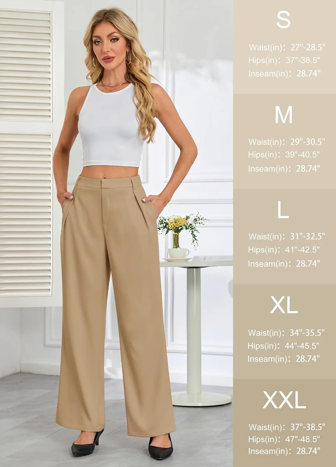 Gracyoga Women's Wide Leg Dress Pants High Waisted Casual Work Trousers 2025 Business Outfits with Pockets