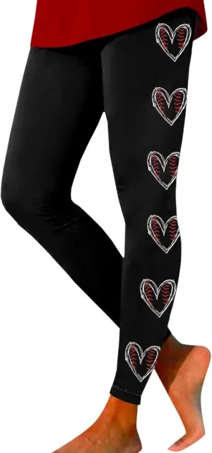 Gym Leggings for Women Wide Waisted Valentine Love Yoga Pants Leggings for Women Tummy Contral Women's Athletic