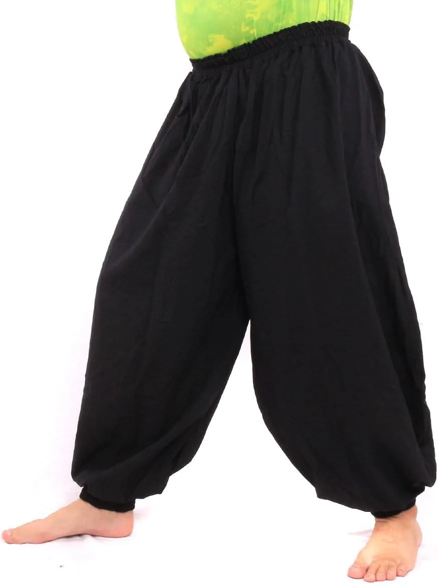 High Cut Balloon Harem Pants One Size Cotton Unisex for Men and Women 