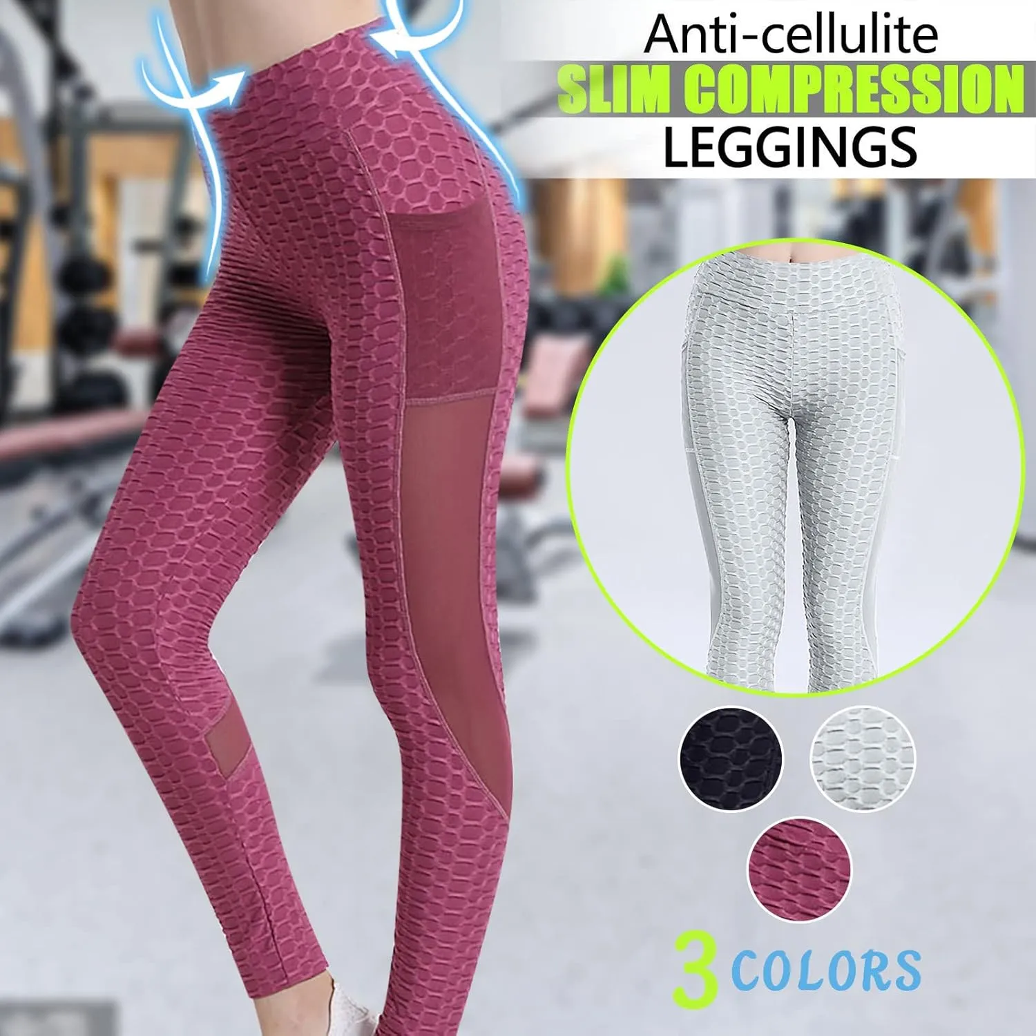 High Waist Leggings for Women Mesh Stitching Bubble Pant Ribbed Crop Yoga Pants Solid Color Trousers Fitness Joggers
