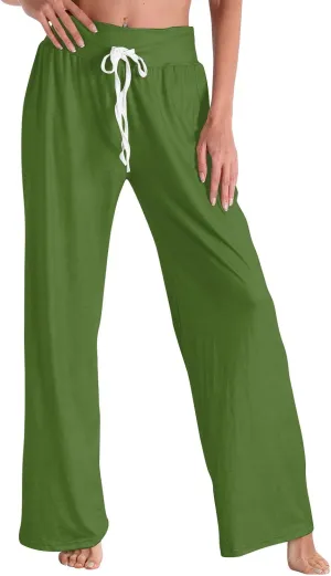 High Waist Wide Leg Sweatpants Women - Stretchy Athletic Adjustable Drawstring Loose Fit Lounge Pants with Pockets