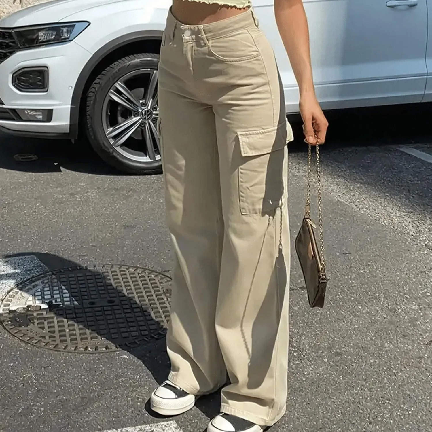 High Waisted Work Pants for Women Winter Cute Work Trousers with Pockets High Waisted Wide Leg