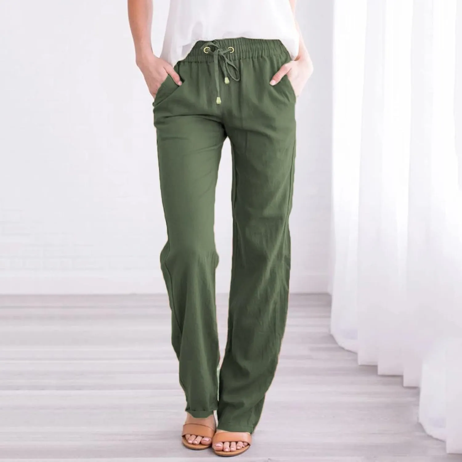 High Waisted Work Pants for Women Winter Cute Work Trousers with Pockets High Waisted Wide Leg