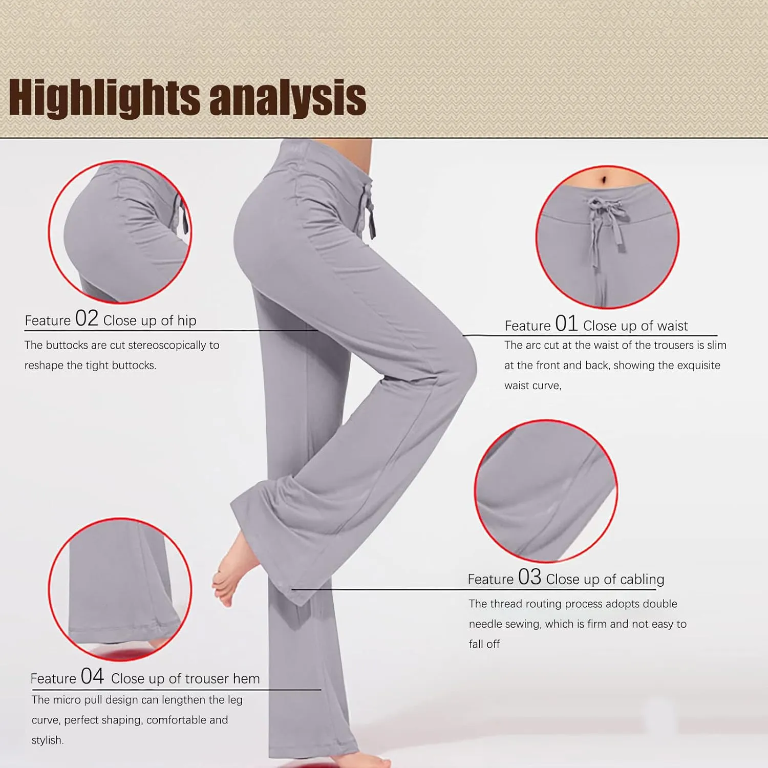 Hvyesh Womens Yoga Pants Wide Leg High Waist Tummy Control Loose Comfy Lounge Trousers Bootcut Drawstring Workout Leggings