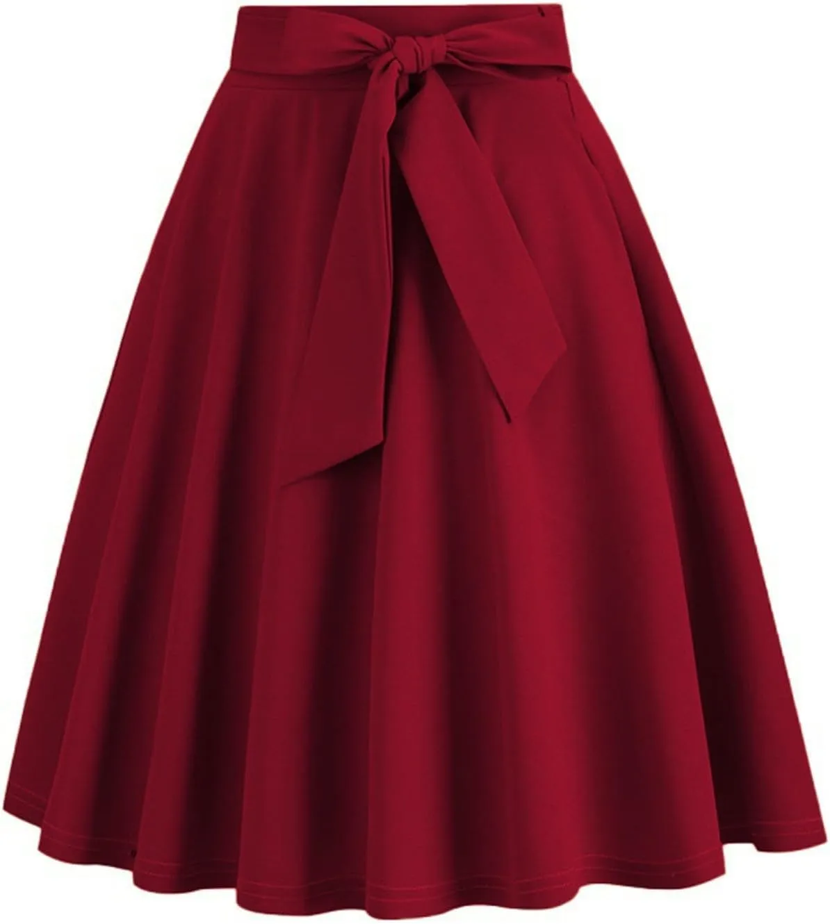 Knee Length Skirts for Women Summer Comfy Pleated a Line Skirts Stretch High Waisted Swing Skater Skirt