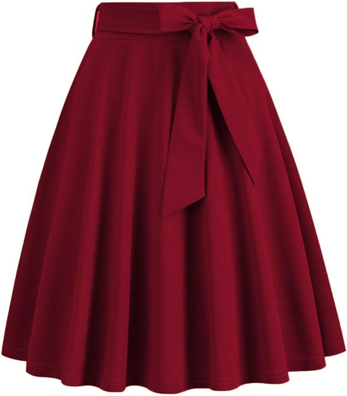 Knee Length Skirts for Women Summer Comfy Pleated a Line Skirts Stretch High Waisted Swing Skater Skirt