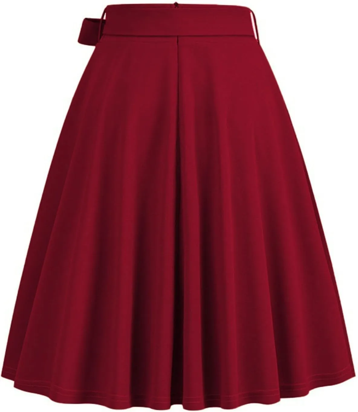 Knee Length Skirts for Women Summer Comfy Pleated a Line Skirts Stretch High Waisted Swing Skater Skirt