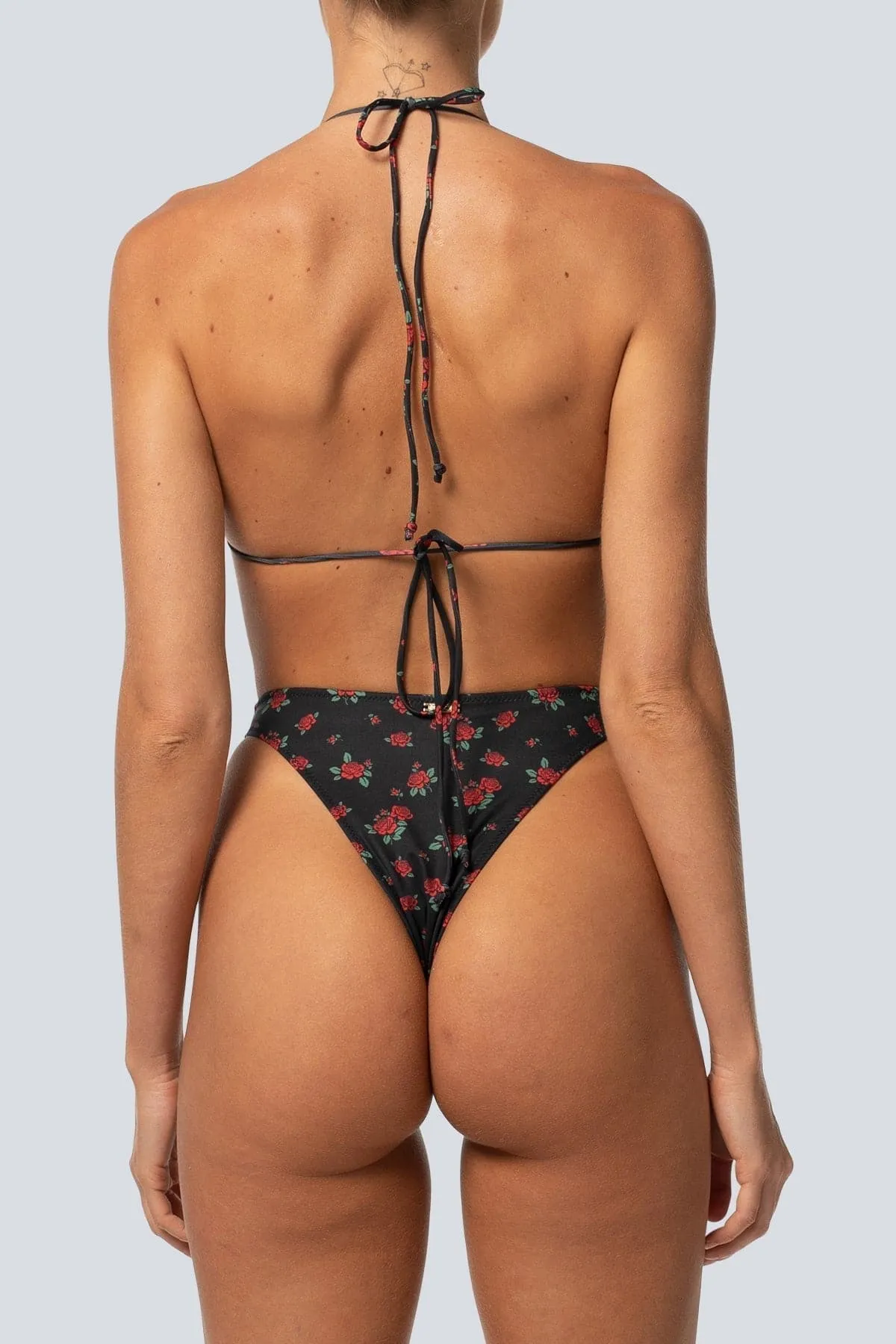 LAHANA BILLY HIGH CUT BIKINI BOTTOMS - BLACK ROSE