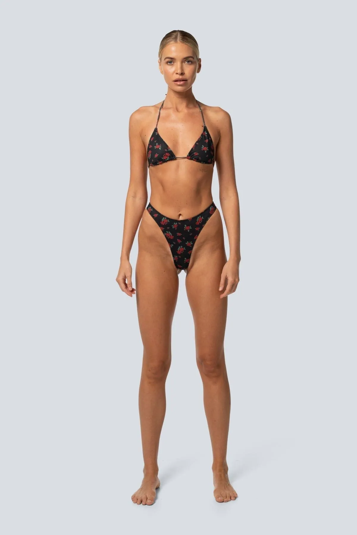 LAHANA BILLY HIGH CUT BIKINI BOTTOMS - BLACK ROSE