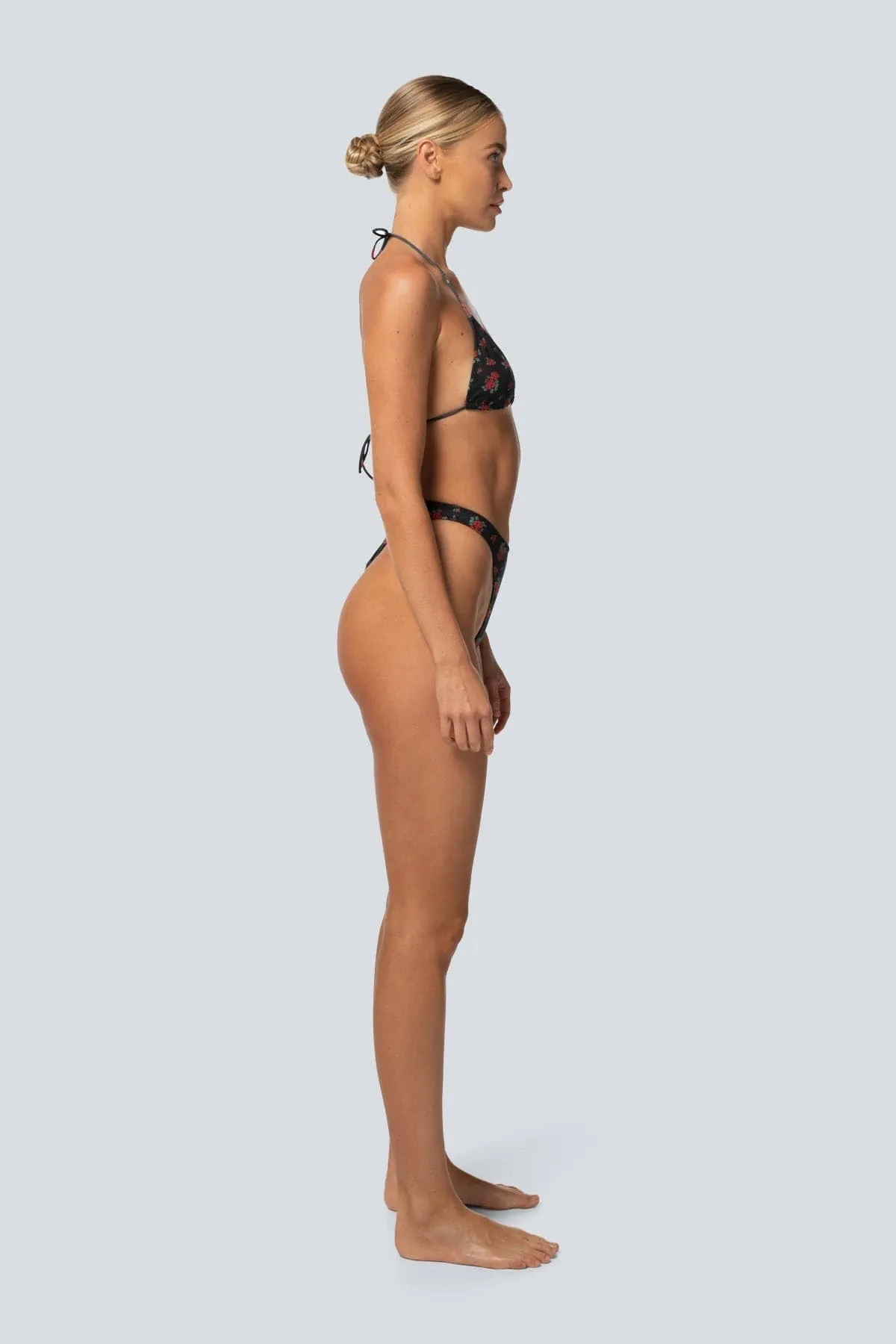 LAHANA BILLY HIGH CUT BIKINI BOTTOMS - BLACK ROSE