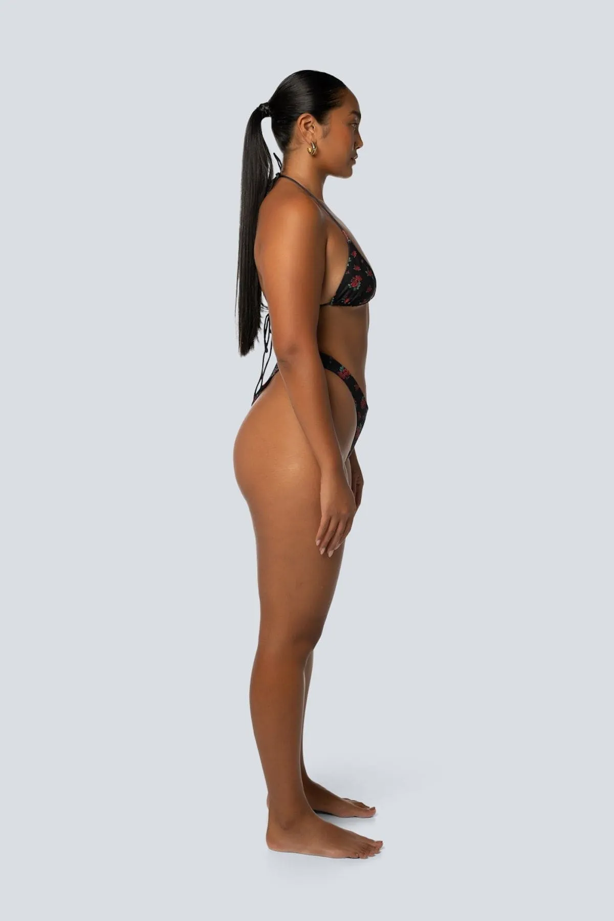 LAHANA BILLY HIGH CUT BIKINI BOTTOMS - BLACK ROSE