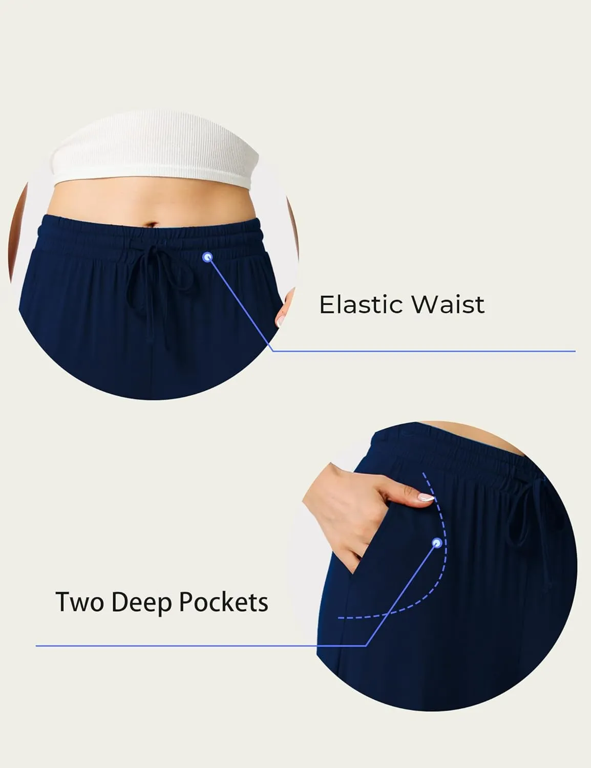 LazyCozy Women's Bamboo-Derived Viscose Capri Pajama Pants, Casual Wide Leg Lounge Pants Pajama Bottoms