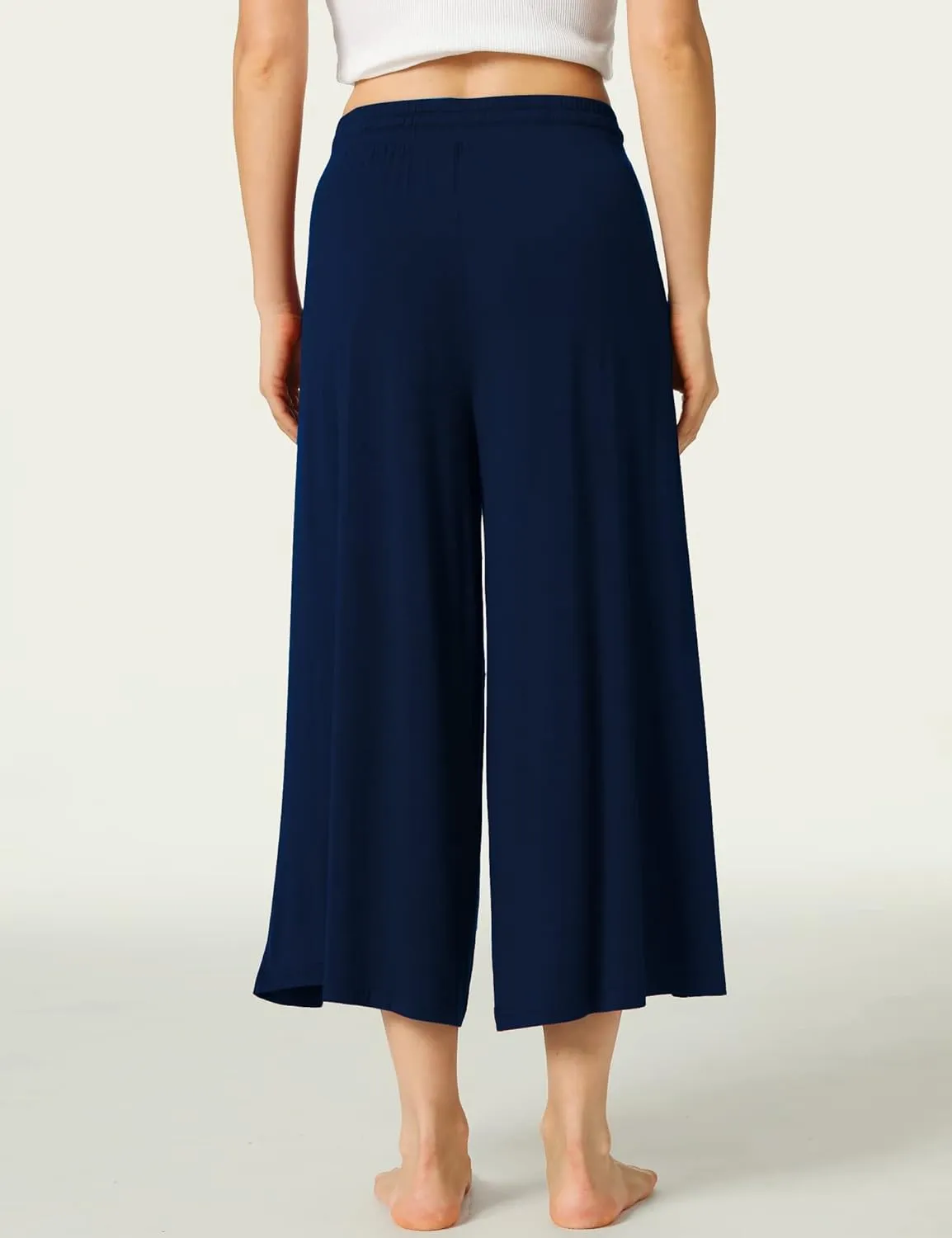 LazyCozy Women's Bamboo-Derived Viscose Capri Pajama Pants, Casual Wide Leg Lounge Pants Pajama Bottoms