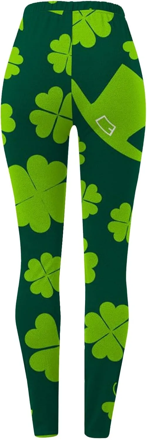 LCMTWX Womens St Patrick's Day Costume St. Patricks Day Print High Waist Yoga Pants for Women's Workout Clothes for Fold