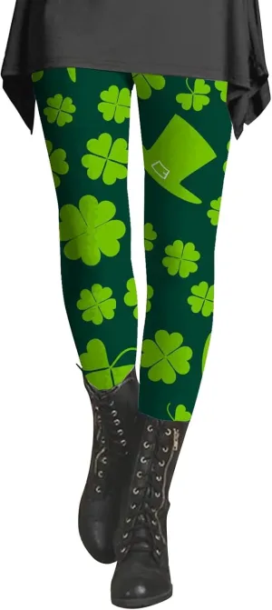 LCMTWX Womens St Patrick's Day Costume St. Patricks Day Print High Waist Yoga Pants for Women's Workout Clothes for Fold