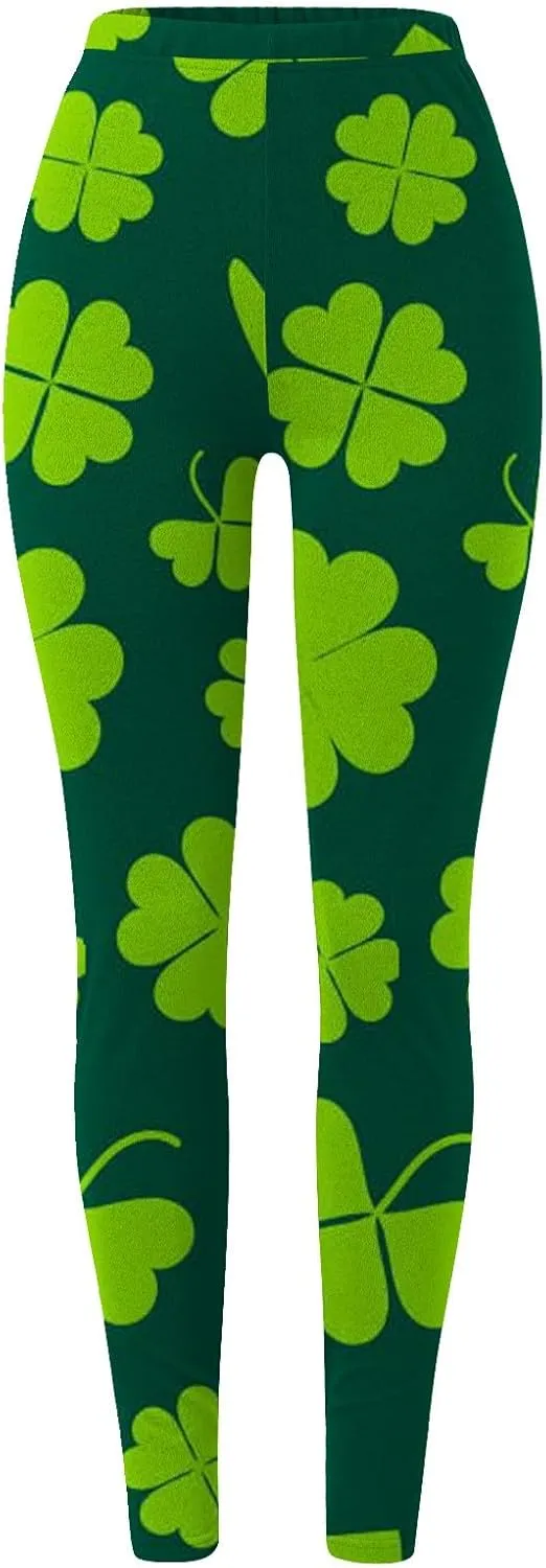 LCMTWX Womens St Patrick's Day Costume St. Patricks Day Print High Waist Yoga Pants for Women's Workout Clothes for Fold