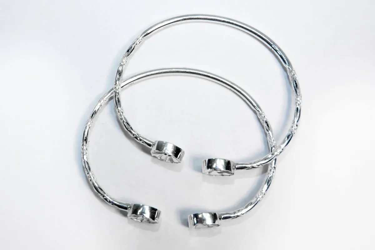 Light Steel Pan Bangle with Diamante Pattern  - SOLD INDIVIDUALLY
