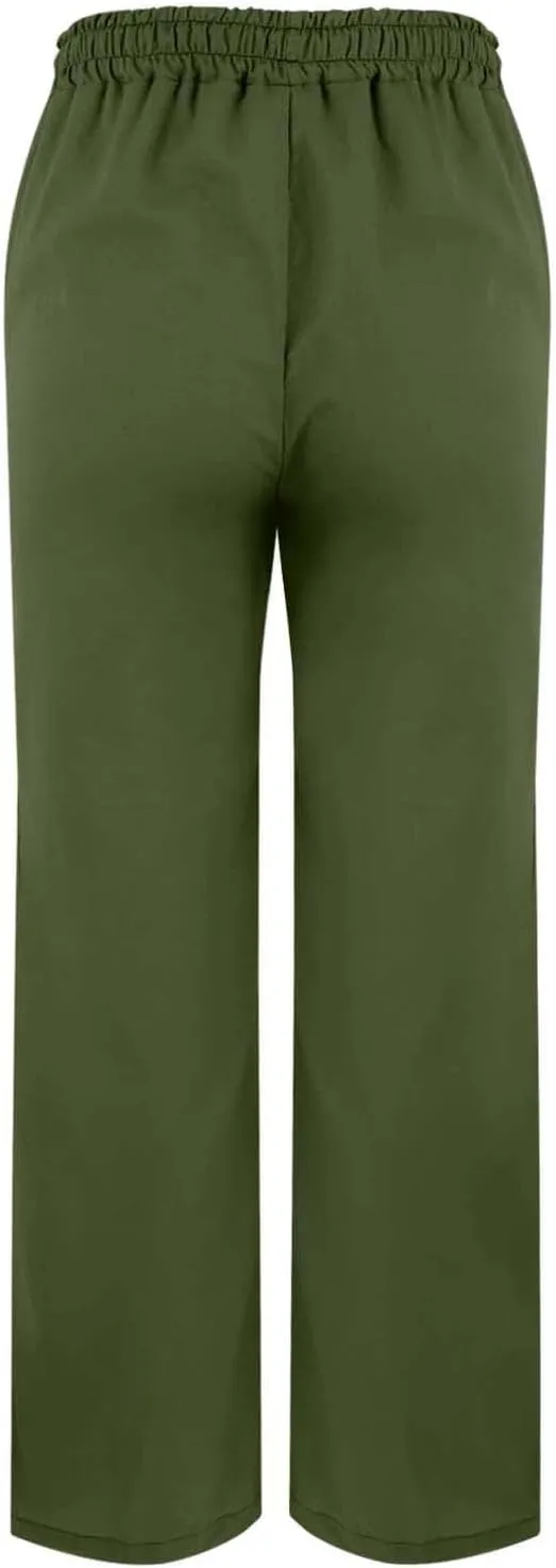Linen Pants for Women 2025 Summer High Waist Elastic Straight Leg Lounge Pant Casual Loose Lightweight Beach Trousers