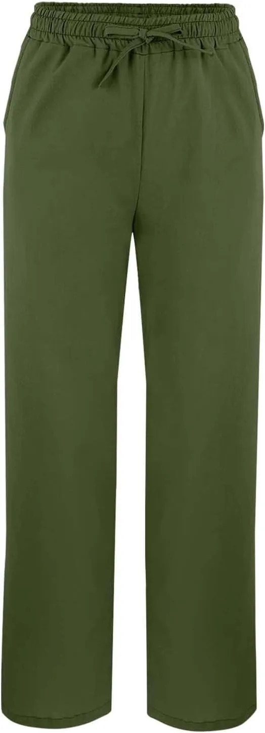 Linen Pants for Women 2025 Summer High Waist Elastic Straight Leg Lounge Pant Casual Loose Lightweight Beach Trousers