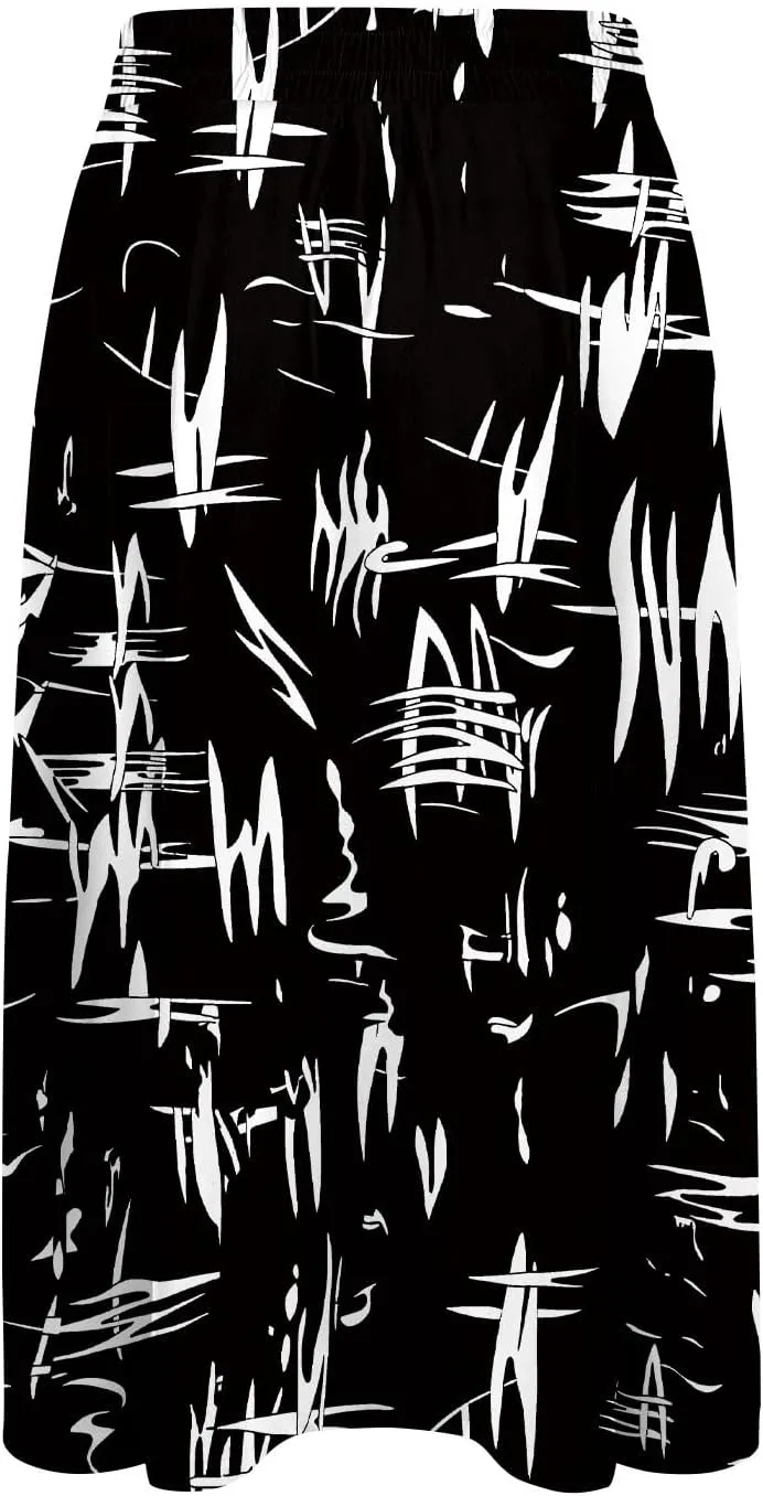 Long Skirts for Women Trendy Floral Skirt Casual Drawstring Elastic High Waisted Skirts A Line Boho Flowy Skirt