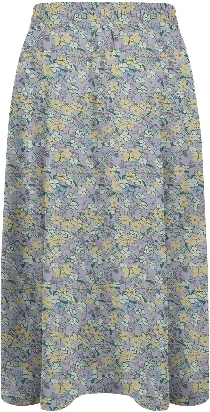 Long Skirts for Women Trendy Floral Skirt Casual Drawstring Elastic High Waisted Skirts A Line Boho Flowy Skirt