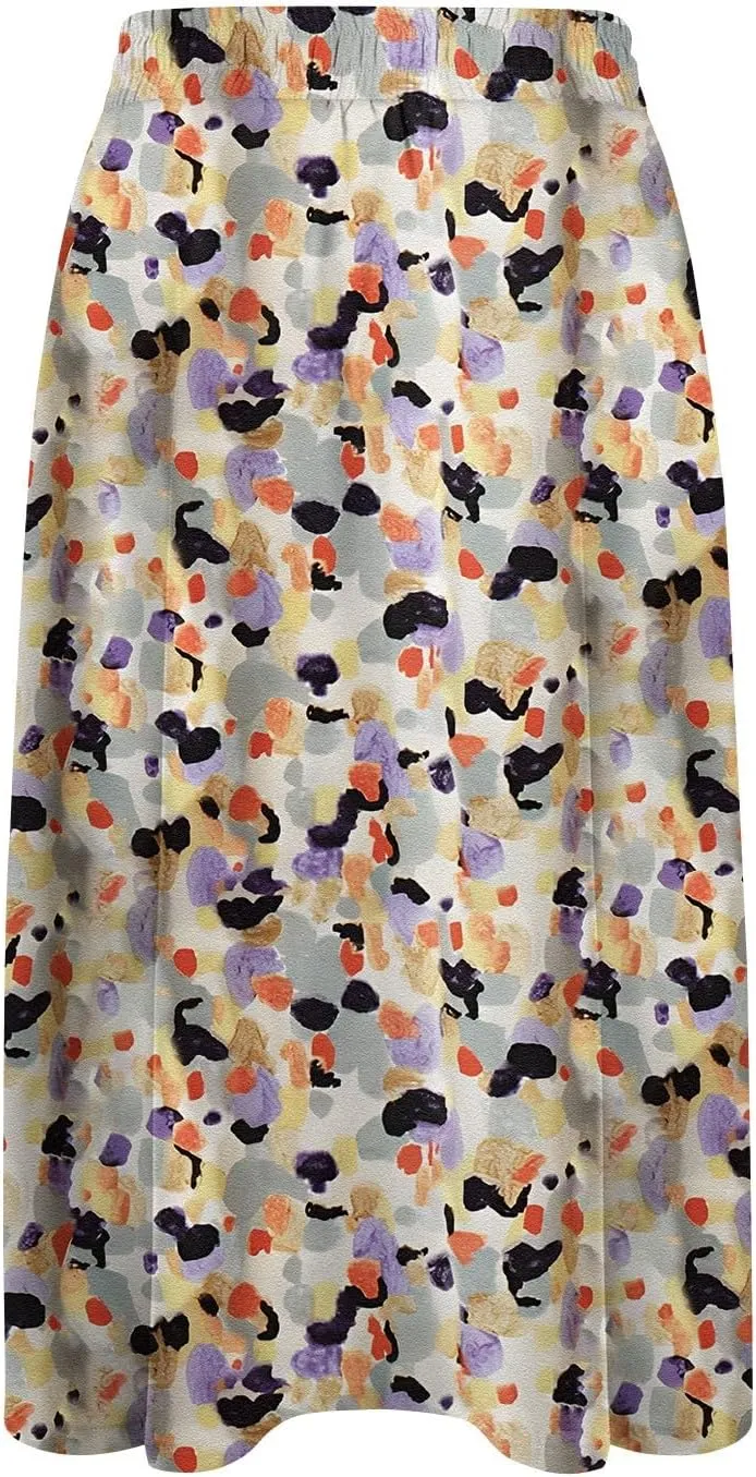 Long Skirts for Women Trendy Floral Skirt Casual Drawstring Elastic High Waisted Skirts A Line Boho Flowy Skirt