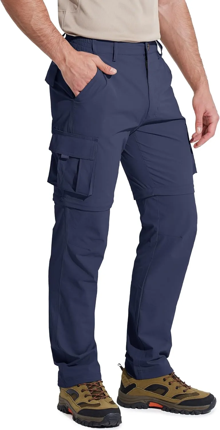 MAGCOMSEN Mens Hiking Convertible Pants 5 Pockets Zip Off Lightweight Water Resistant Quick Dry Side Elastic Travel Pant