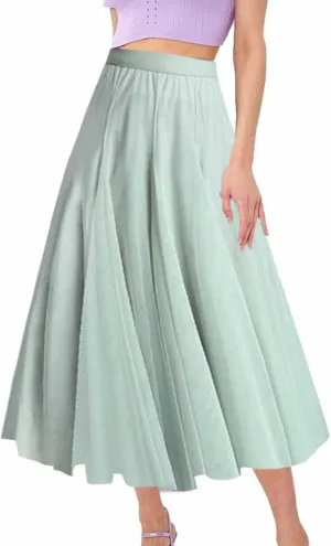 Maxi Skirts for Women Casual High Waisted Flowy Pleated A Line Midi Length Plain Skirt Trendy Cute Vacation Dress