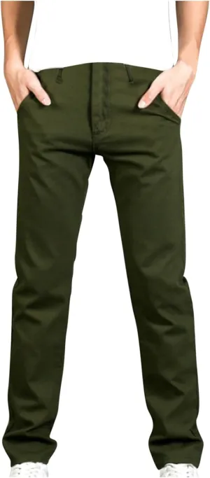 Men's Basic Skinny Pants Slim Fit Stretch Straight Leg Fashion Pants Classic Solid Color Cotton Trousers