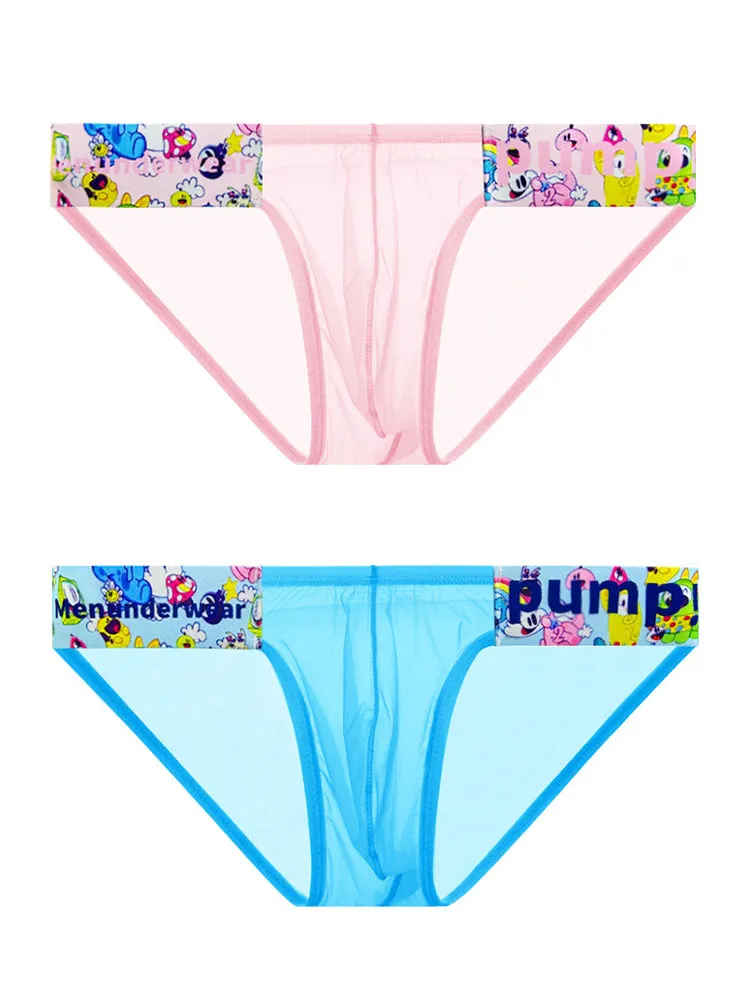 Men's Cartoon High-Cut Triangle Briefs | Breathable Transparent Stylish Underwear