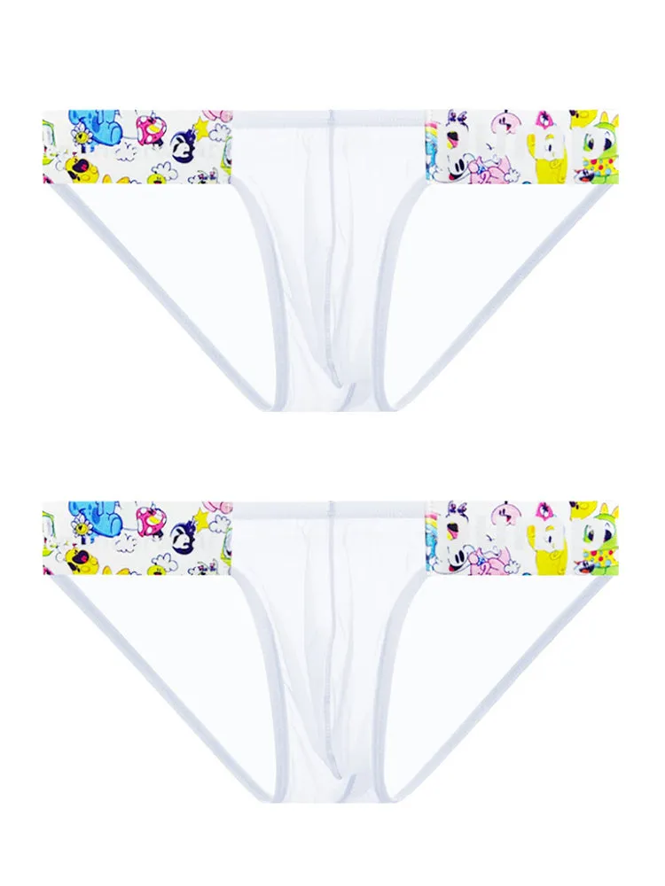Men's Cartoon High-Cut Triangle Briefs | Breathable Transparent Stylish Underwear